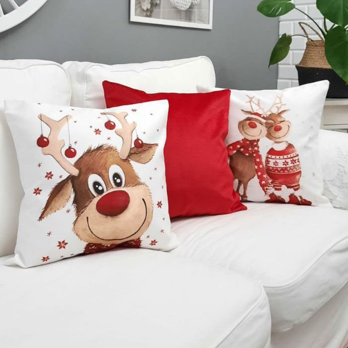 Yılbaşı Temalı Kırlent Kılıfı 3'lü Kombin Set