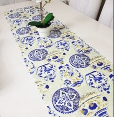 Çinili Motifler Dekoratif Runner Örtü 40x140cm
