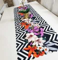Tropikal Zigzag Dekoratif Runner Örtü 40x140cm