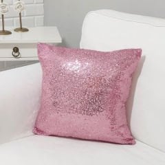 Pul Payetli Kırlent Kılıfı Pembe