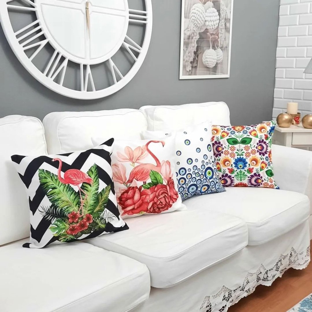İlkbahar Desen Kırlent Kılıfı 4 lü Kombin Set