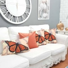 Kelebek Desen Kırlent Kılıfı 4 lü Kombin Set