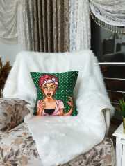 Nina Pop Art Desenli Dekoratif Kırlent Kılıfı