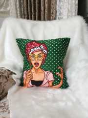 Nina Pop Art Desenli Dekoratif Kırlent Kılıfı
