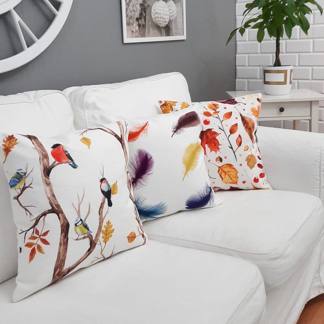 İlkbahar Desen Kırlent Kılıfı 3 lü Kombin Set