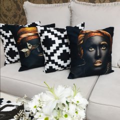 Karışık Desen Kırlent Kılıfı 4lü Kombin Set