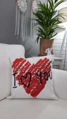 I Love You Kalp Aşk Temalı Dekoratif Kırlent Kılıfı