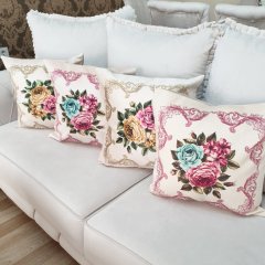 Çiçekli Desen Kırlent Kılıfı 4lü Kombin Set