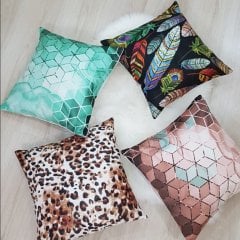 Çiçekli Desen Kırlent Kılıfı 4lü Kombin Set