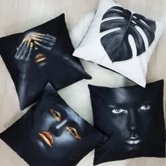 Black Face Kırlent Kılıfı 4lü Kombin Set