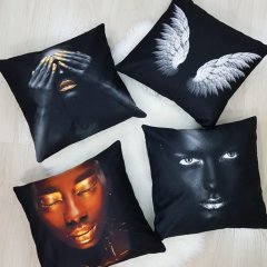 Black Face Kırlent Kılıfı 4lü Kombin Set