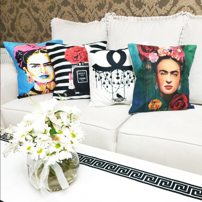Karışık Desen Kırlent Kılıfı 4lü Kombin Set