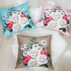 Papatya Desen Kırlent Kılıfı 3 lü Kombin Set