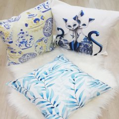 Çini Desen Kırlent Kılıfı 3 lü Kombin Set