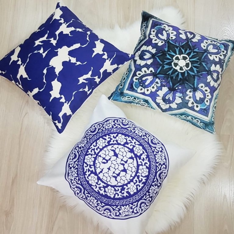 Çini Desen Kırlent Kılıfı 3 lü Kombin Set