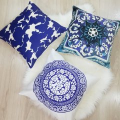 Çini Desen Kırlent Kılıfı 3 lü Kombin Set