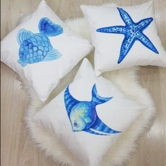 Marin Desen Kırlent Kılıfı 3 lü Kombin Set