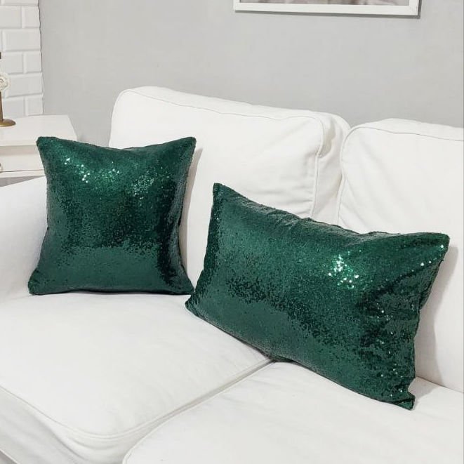 Pul Payetli 3mm Kırlent Kılıfı 2li Kombin Set