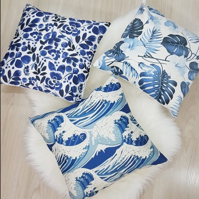 Çini Desen Kırlent Kılıfı 3 lü Kombin Set