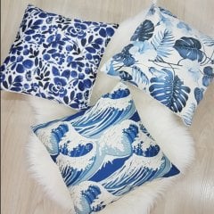 Çini Desen Kırlent Kılıfı 3 lü Kombin Set