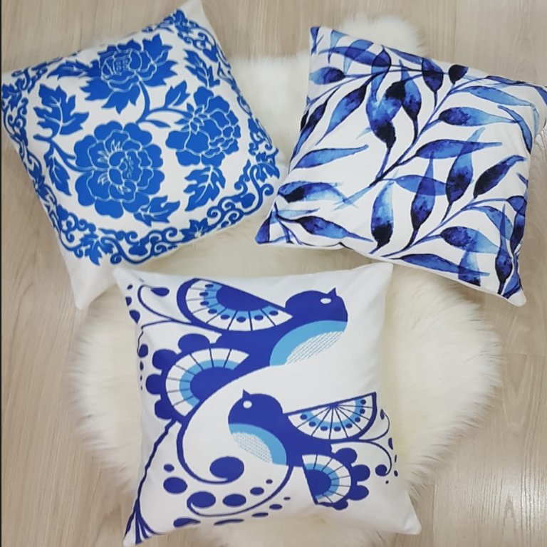 Çini Desen Kırlent Kılıfı 3 lü Kombin Set