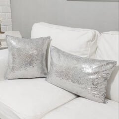 Pul Payetli 3mm Kırlent Kılıfı 2li Kombin Set