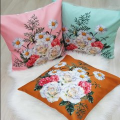 Papatya Desen Kırlent Kılıfı 3 lü Kombin Set