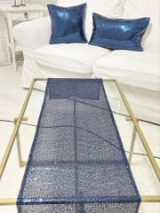 Pul Payetli 3mm Kırlent Kılıfı Runner Kombin Set