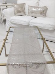 Pul Payetli 3mm Kırlent Kılıfı Runner Kombin Set