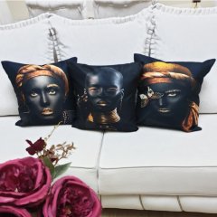 Black Face Desen Kırlent Kılıfı 3 lü Kombin Set
