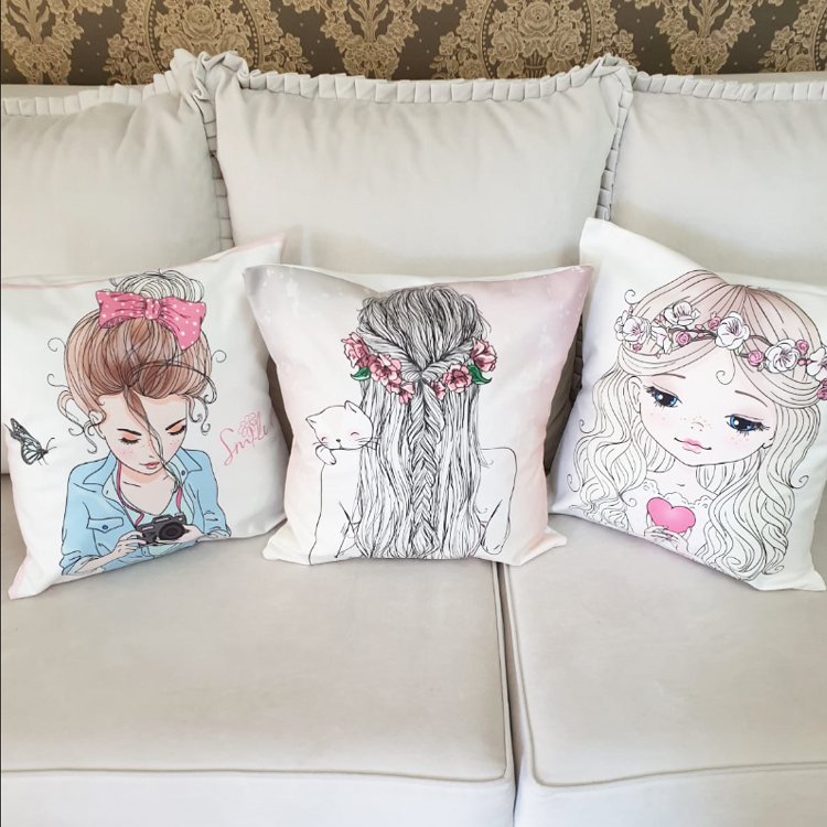 Karışık Desen Kırlent Kılıfı 3 lü Kombin Set