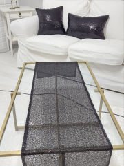 Pul Payetli 3mm Kırlent Kılıfı Runner Kombin Set