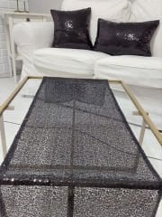 Pul Payetli 3mm Kırlent Kılıfı Runner Kombin Set