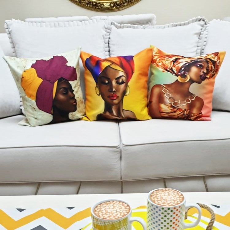 African Desen Kırlent Kılıfı 3 lü Kombin Set