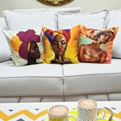 African Desen Kırlent Kılıfı 3 lü Kombin Set