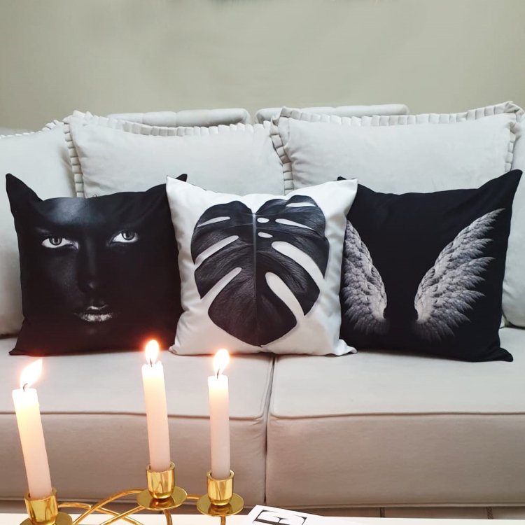 Karışık Desen Kırlent Kılıfı 3 lü Kombin Set