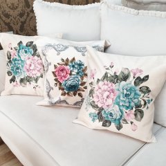 Çiçekli Desen Kırlent Kılıfı 3 lü Kombin Set