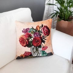 Goblen Dokuma Kırlent Kılıfı Gün Buketi 43x43cm