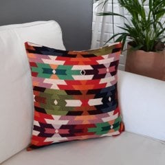 Goblen Dokuma Kırlent Kılıfı Göçebe Desen 43x43cm