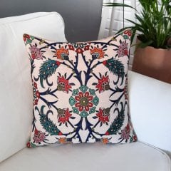 Goblen Dokuma Kırlent Kılıfı Çini Motifli 43x43cm
