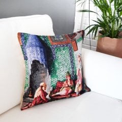 Goblen Dokuma Kırlent Kılıfı Osmanlı Tablosu 43x43cm