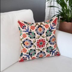 Goblen Dokuma Kırlent Kılıfı Çini Motifli 43x43cm