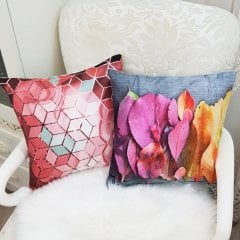 Karışık Desen Kırlent Kılıfı 2li Kombin Set