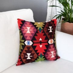 Goblen Dokuma Kırlent Kılıfı Anadolu Motifli 43x43cm
