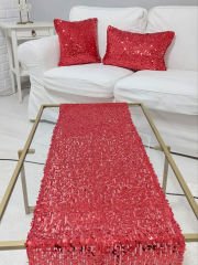 Pul Payetli 6mm Armut Kırlent Kılıfı Runner Kombin Set