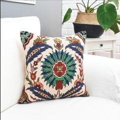 Goblen Dokuma Kırlent Kılıfı Çini Motifli 43x43cm
