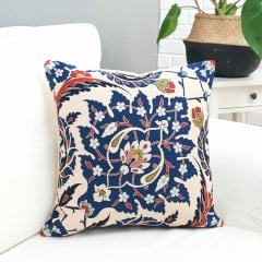 Goblen Dokuma Kırlent Kılıfı Çini Motifli 43x43cm