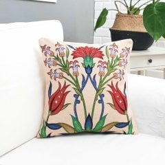 Goblen Dokuma Kırlent Kılıfı Çini Motifli 43x43cm