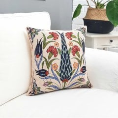 Goblen Dokuma Kırlent Kılıfı Çini Motifli 43x43cm