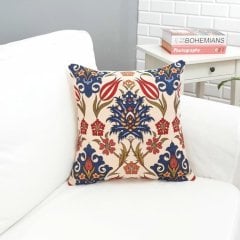 Goblen Dokuma Kırlent Kılıfı Çini Motifli 43x43cm